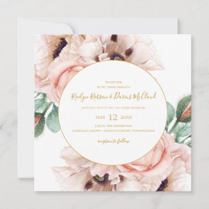 Elegant Blush Floral Garden   Square Wedding Invitation