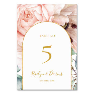 Elegant Blush Floral Garden   Table Number