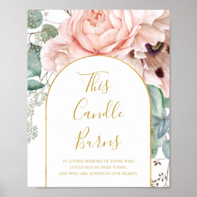 Elegant Blush Floral Garden This Candle Burns Sign (Front)