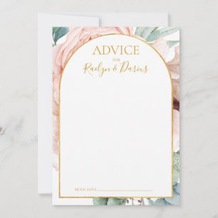 Elegant Blush Floral Garden   Wedding Advice Card
