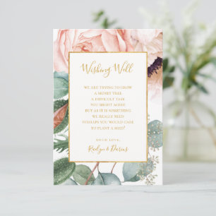 Elegant Blush Floral Garden   Wedding Wishing Well Enclosure Card