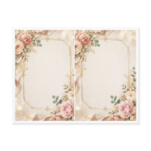 Elegant Blush Floral Gold Frame Wedding Invitation