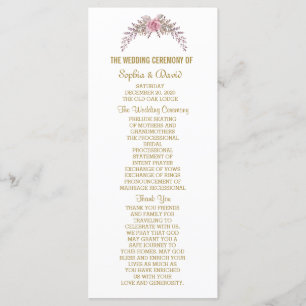Elegant Blush Floral Gold Frame Wedding Program