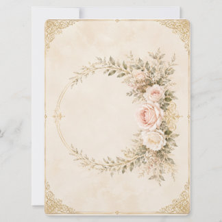 Elegant Blush Floral Gold Wedding Invitation |