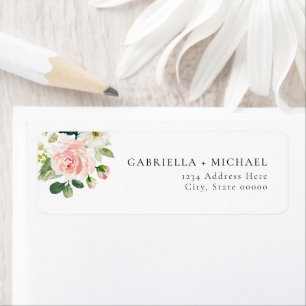 Elegant Blush Floral & Greenery Return Address Label