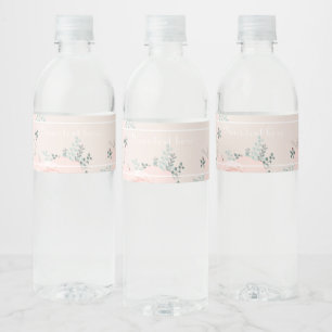  Elegant Blush floral greenery Water Bottle Label