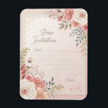 Elegant Blush Floral Lace Wedding Invitation Templ Magnet<br><div class="desc">Invite your loved ones in style with this elegant blush pink wedding invitation template. Featuring soft watercolor flowers,  delicate lace borders,  and a romantic handwritten script,  this editable design is perfect for bridal showers,  engagement announcements,  or your dream wedding day. Customise the text to make it uniquely yours</div>