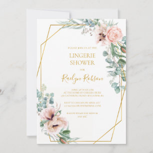 Elegant Blush Floral   Lingerie Shower Invitation