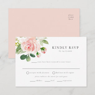 Elegant Blush Floral Meal Choice RSVP Postcard