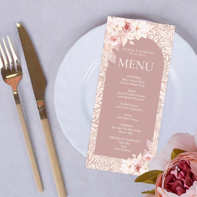 Elegant Blush Floral Menu Card (Creator Uploaded)