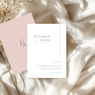 Elegant Blush Floral Monogram Wedding Details Enclosure Card
