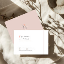 Elegant Blush Floral Monogram Wedding RSVP