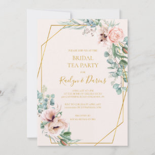 Elegant Blush Floral   Pastel Bridal Tea Party Invitation