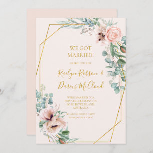 Elegant Blush Floral Pastel Elopement Announcement