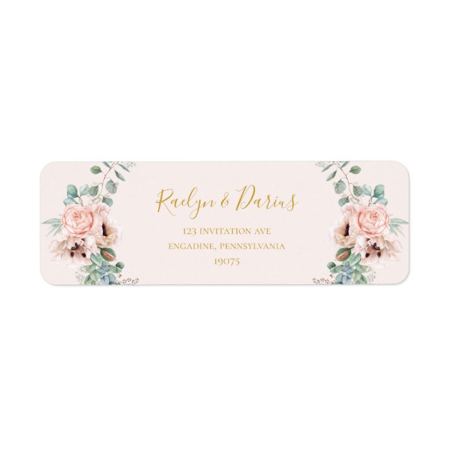 Elegant Blush Floral | Pastel Return Address Label (Front)