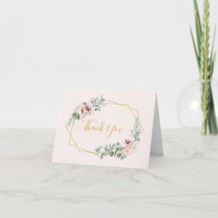 Elegant Blush Floral   Pastel Thank You Card