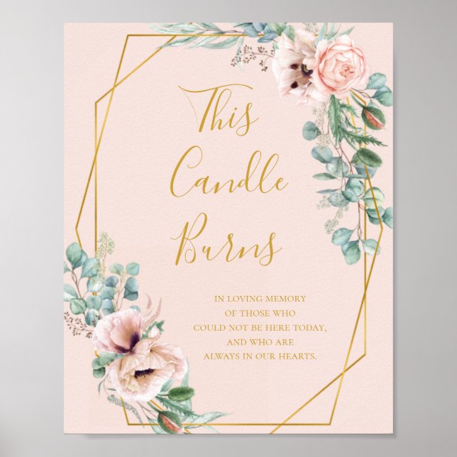 Elegant Blush Floral Pastel This Candle Burns Sign (Front)
