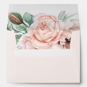 Elegant Blush Floral Pastel Wedding Invitation Envelope