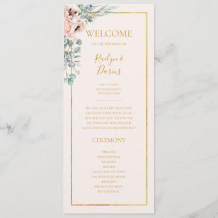 Elegant Blush Floral Pastel Wedding Program