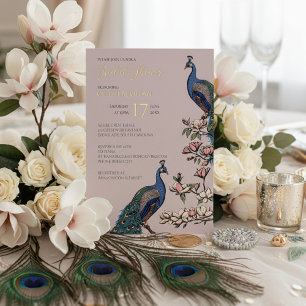Elegant Blush Floral Peacock Bridal Shower