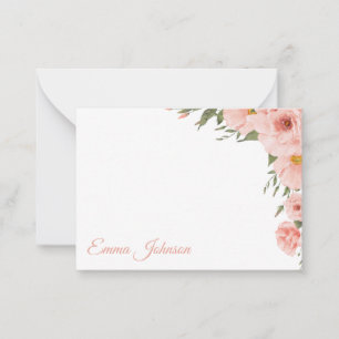 Elegant Blush Floral Personalized Note Card