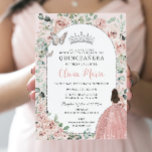 Elegant Blush Floral Princess Silver Quinceañera Invitation<br><div class="desc">Personalise this soft blush floral silver Quinceañera / Sweet 16 birthday invitation easily and quickly. Simply click the customise it further button to edit the texts, change fonts and fonts colours. Featuring pretty pastel blush pink flowers, delicate greenery and a girl dressed in a glittering blush gown. Matching items available...</div>