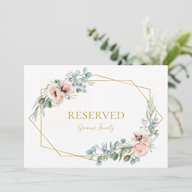 Elegant Blush Floral | Reserved Sign (Standing Front)