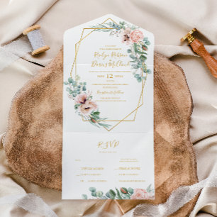 Elegant Blush Floral   Seal And Send All In One Invitation