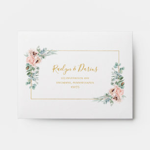 Elegant Blush Floral Self Addressed RSVP Envelope