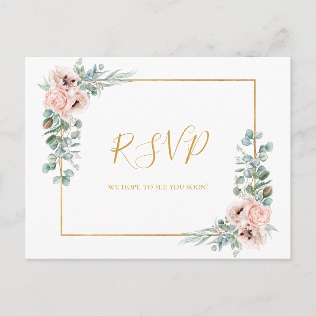 Elegant Blush Floral | Song Request RSVP Postcard (Front)