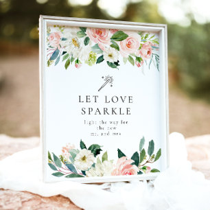 Elegant Blush Floral Sparkler Send Off Sign