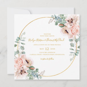 Elegant Blush Floral   Square Wedding Invitation
