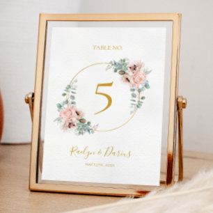Elegant Blush Floral   Table Number