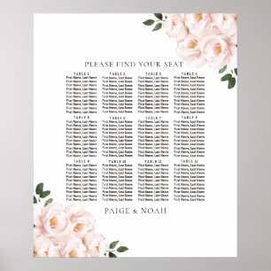 Elegant Blush Floral Tables Seating Chart Wedding