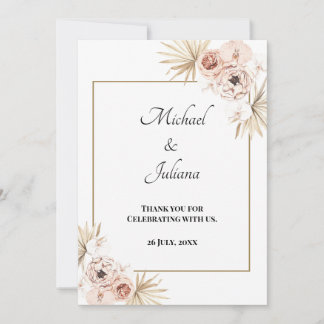 Elegant Blush Floral Thank You Card