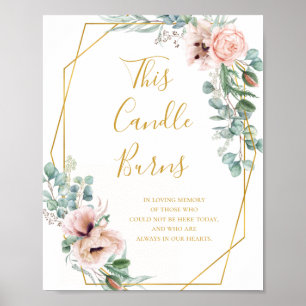 Elegant Blush Floral   This Candle Burns Sign