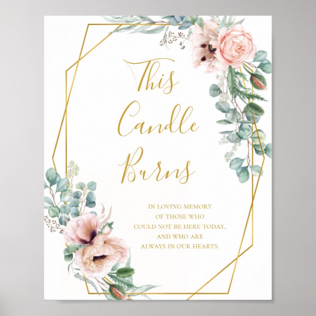 Elegant Blush Floral | This Candle Burns Sign (Front)