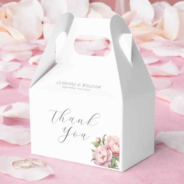 Elegant Blush Floral Watercolor White Wedding Favour Box (Wedding)