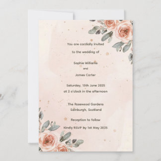 Elegant Blush Floral Watercolour Wedding Invitation