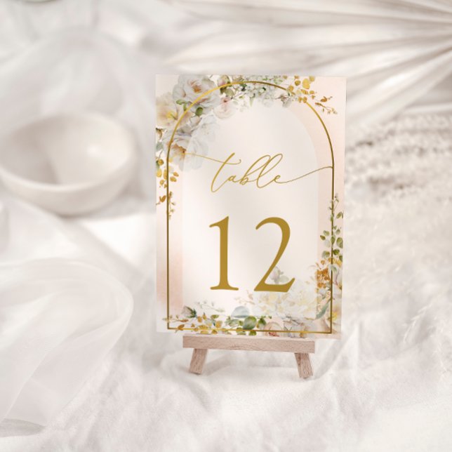 Elegant Blush Floral Wedding Bridal Table Number (Creator Uploaded)