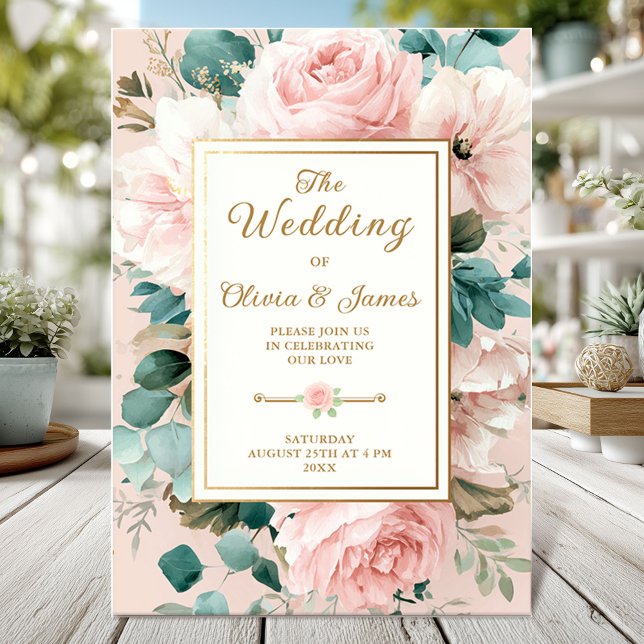 Elegant blush floral wedding card (Creator Uploaded)