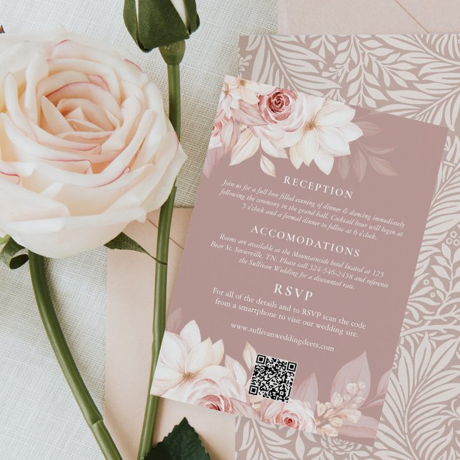 Elegant Blush Floral Wedding Details and RSVP Enclosure Card (Creator Uploaded)