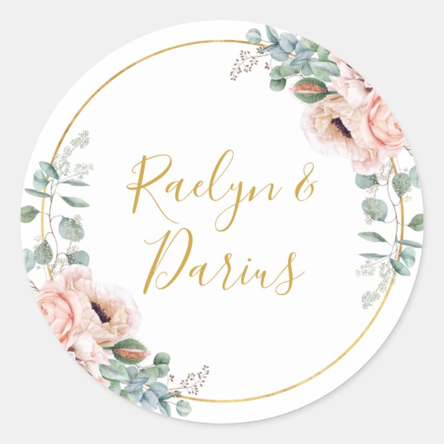 Elegant Blush Floral | Wedding Envelope Seals (Front)