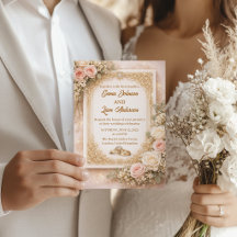 Elegant Blush Floral Wedding Invitation