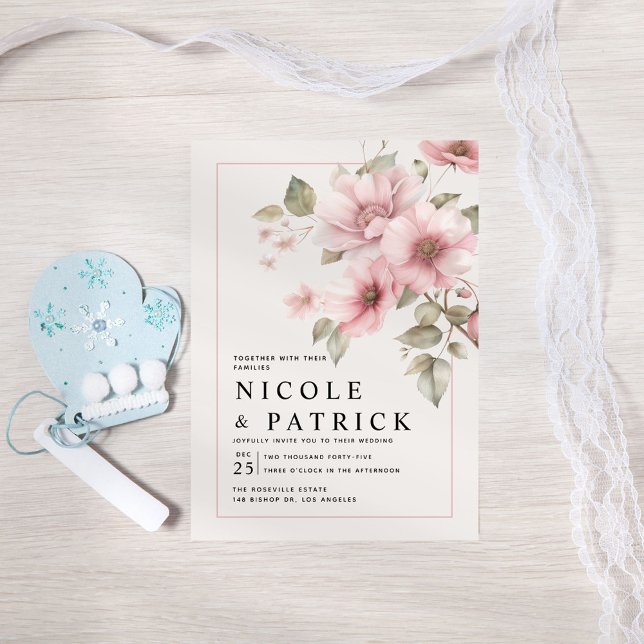 Elegant Blush Floral Wedding Invitation (Creator Uploaded)