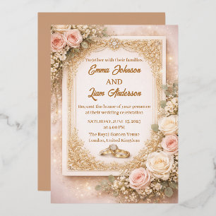 Elegant Blush Floral Wedding Invitation