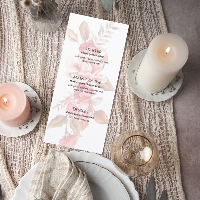 Elegant Blush Floral Wedding Menu Card (Creator Uploaded)