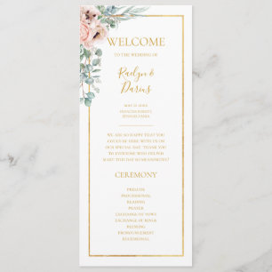 Elegant Blush Floral   Wedding Program