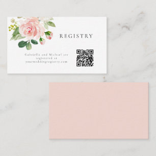 Elegant Blush Floral Wedding Registry Info Card