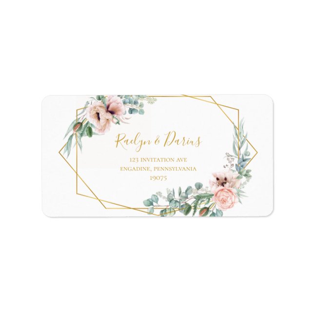 Elegant Blush Floral | Wedding RSVP Address labels (Front)